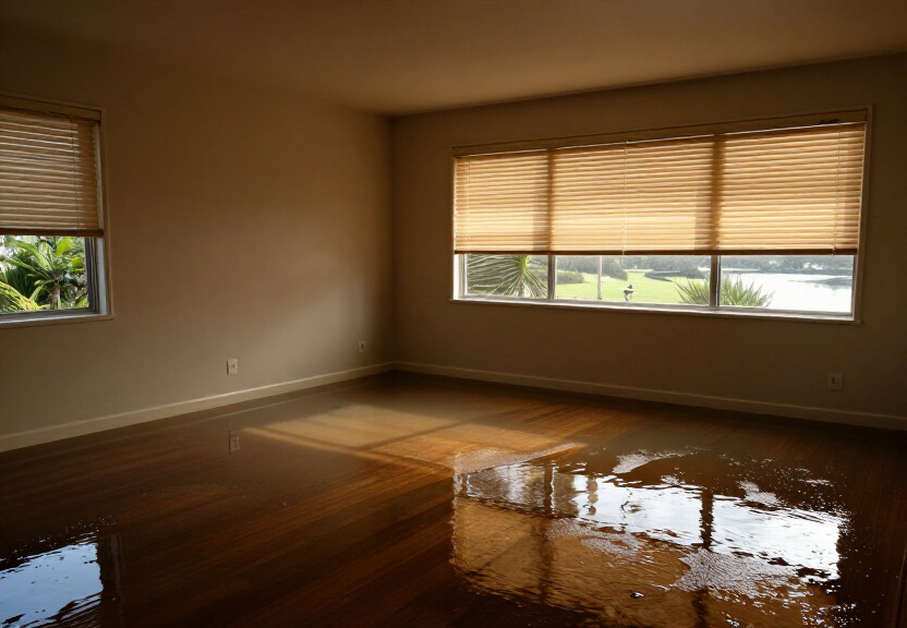 Flooded retail space in Hammondville before restoration