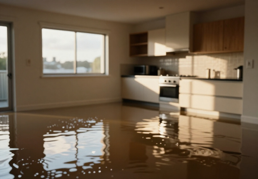 Waterlogged basement in Hammondville before drying